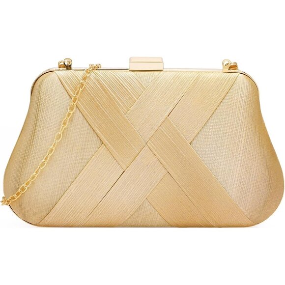 ⚡ Women's Silk Satin Fabric Clutch Crossbody Formal Party Wedding Gold Bag - Picture 1 of 7